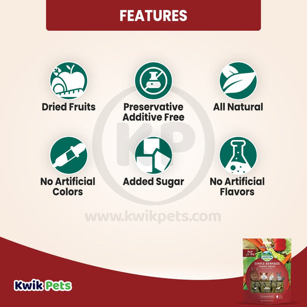 Oxbow Animal Health Simple Rewards Veggie Small Animal Treats 3-oz, Kwik Pets