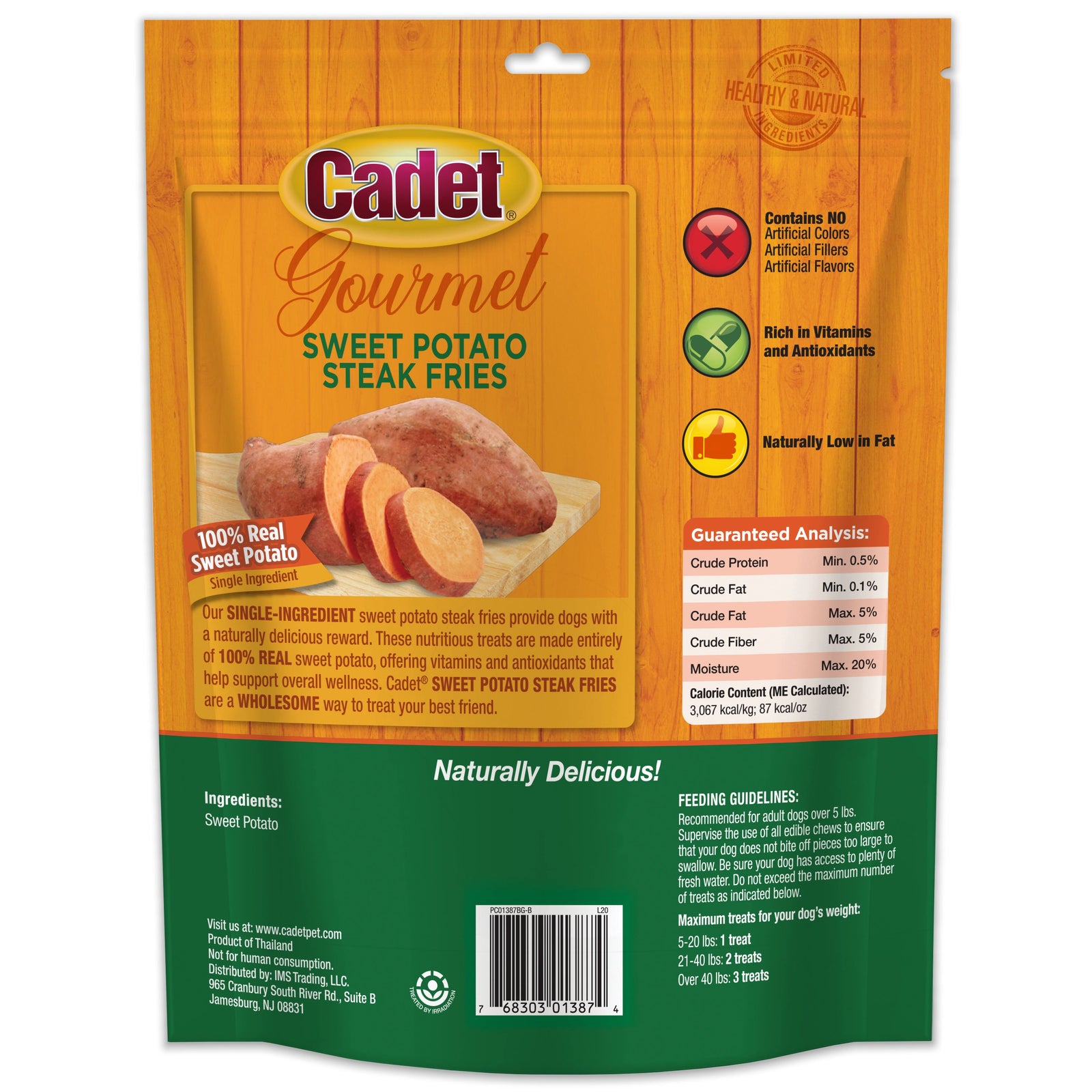 Back of Cadet Gourmet Dog Sweet Potato Fries