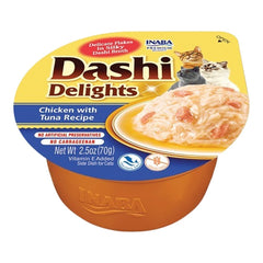 Inaba Dashi Delights Lickable Cat Treats Chicken with Tuna Recipe 2.5-oz Cups 6 Count
