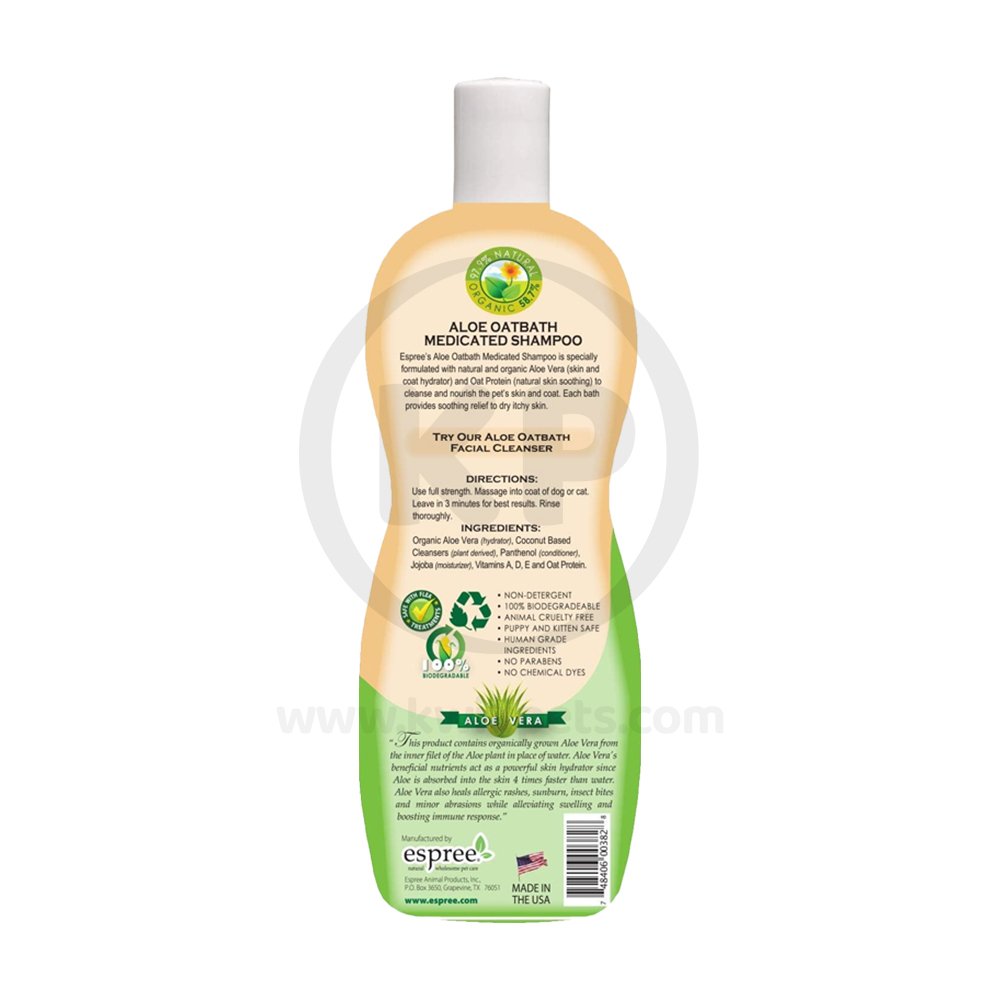 Espree Aloe Oatbath Medicated Shampoo Fragrance Free for Dogs & Cats 20-oz, Kwik Pets