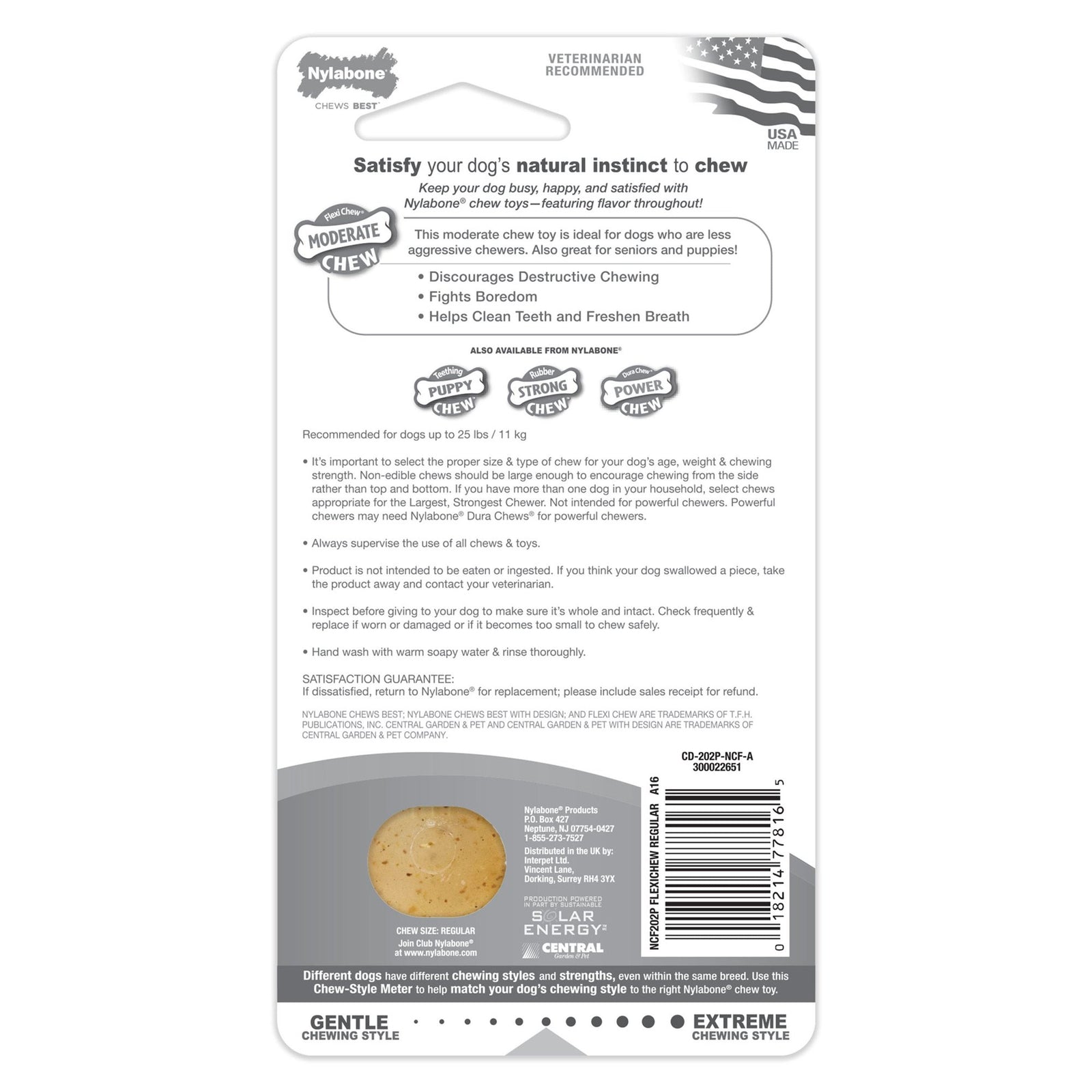 Back of Nylabone Moderate Chew Dog Toy Chicken Small/Regular - Up To 25 lbs