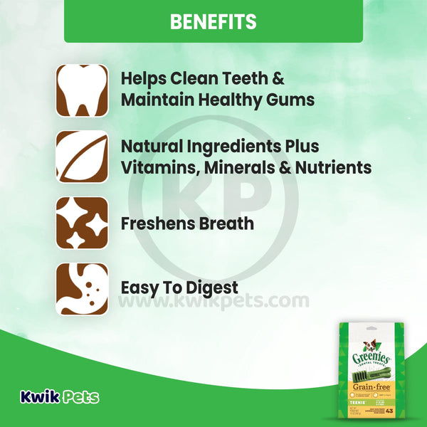 Greenies Grain Free Teenie Dental Dog Treats, 12oz, 43ct., Greenies