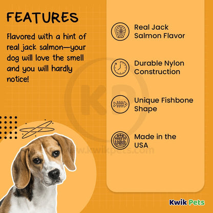 Benebone Jack Salmon Fishbone Dog Chew Toy Medium, Kwik Pets