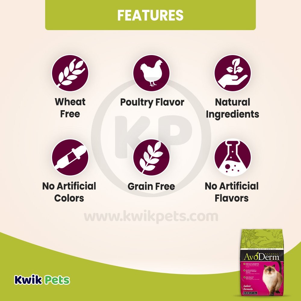 Feature of AvoDerm Natural Indoor Formula Adult Dry Cat Food