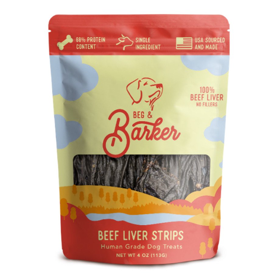 Beg & Barker Beef Liver Strips Dog Jerky Treats 4-oz