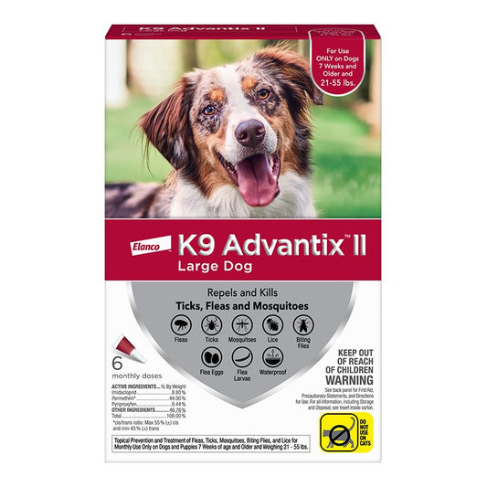 K9 Advantix II Dog Large 21-55 lb Red 6 Pack, Elanco