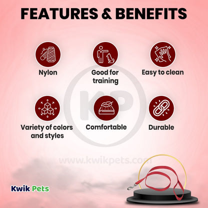 Features of Coastal Single-Ply Nylon Dog Leash Red 3/8 in X 6 ft