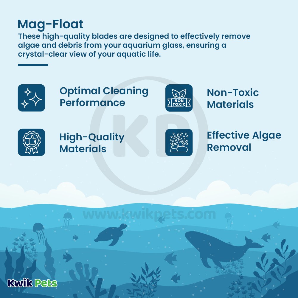 Mag-Float Scraper Blades for Floating Magnet Glass Aquarium Cleaner Small & Medium 2 Count, Kwik Pets