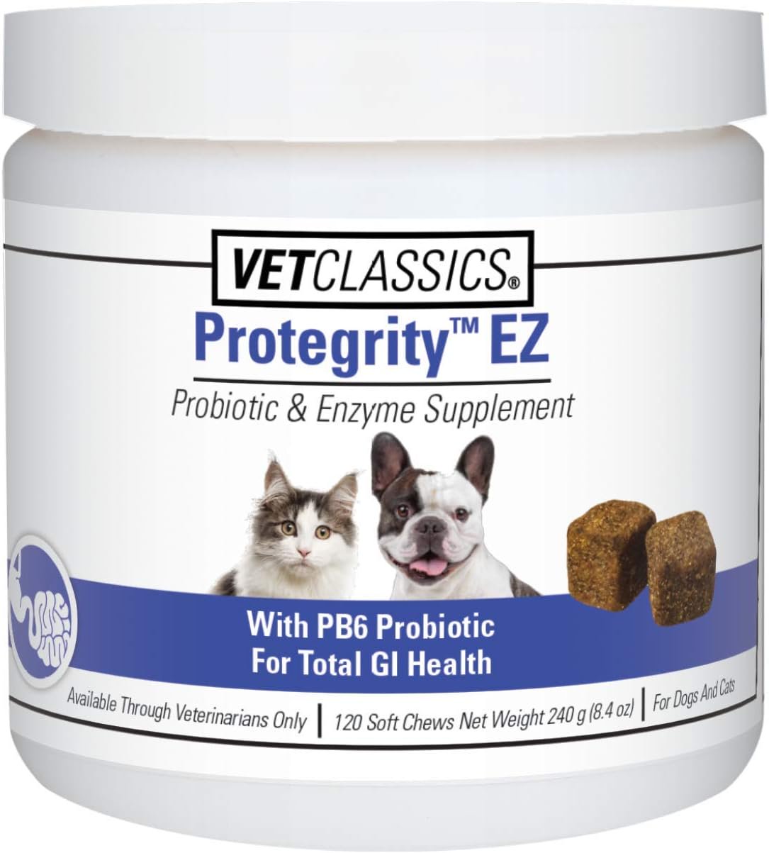 VetClassics Protegrity EZ Probiotic & Enzyme Soft Chews Dog & Cat Supplement 120 Count