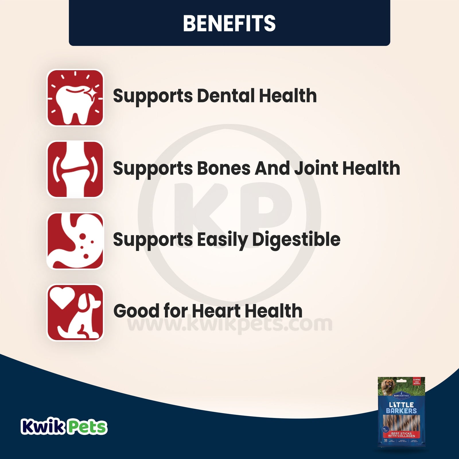 Benefits of Barkworthies Little Barkers Beef Sticks with Collagen Dog Chews 10 Count