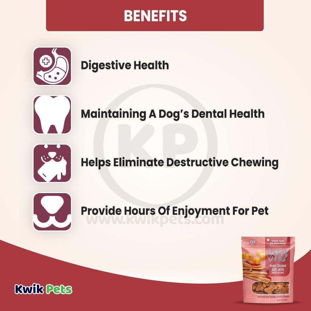 Benefits of Loving Pets Bone-Shaped Soft Jerky Dog Treat Chicken Bacon & Cheese 6-oz