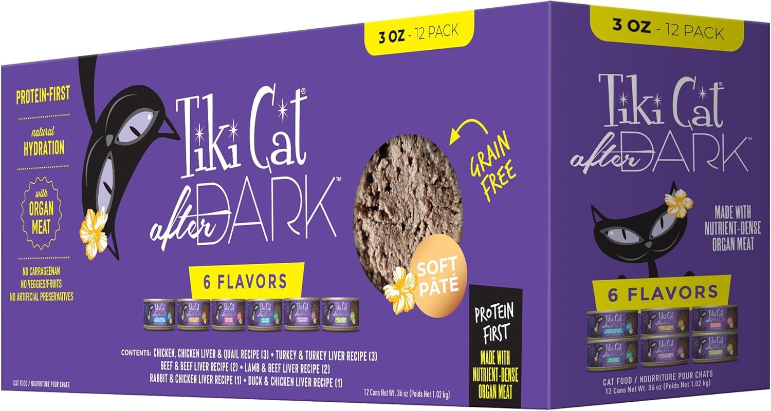 Tiki Pets After Dark Variety Pack Soft Paté Wet Cat Food 3-oz Cans 12 Count