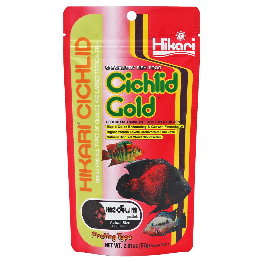 Hikari USA Cichlid Gold Floating Medium Pellets Fish Food 2-oz