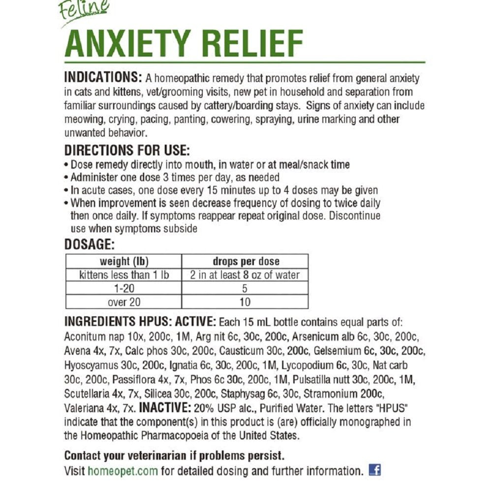 HomeoPet Feline Anxiety Relief 15ml, HomeoPet