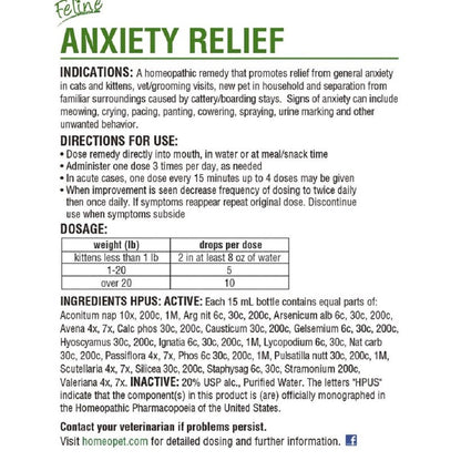 HomeoPet Feline Anxiety Relief 15ml, HomeoPet