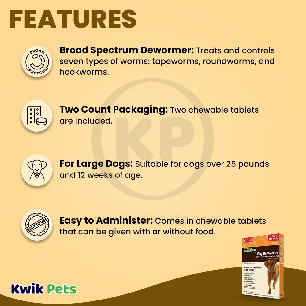 Features of Sentry Worm X Plus 7 Way De-Wormer for Large Dogs 2 Count