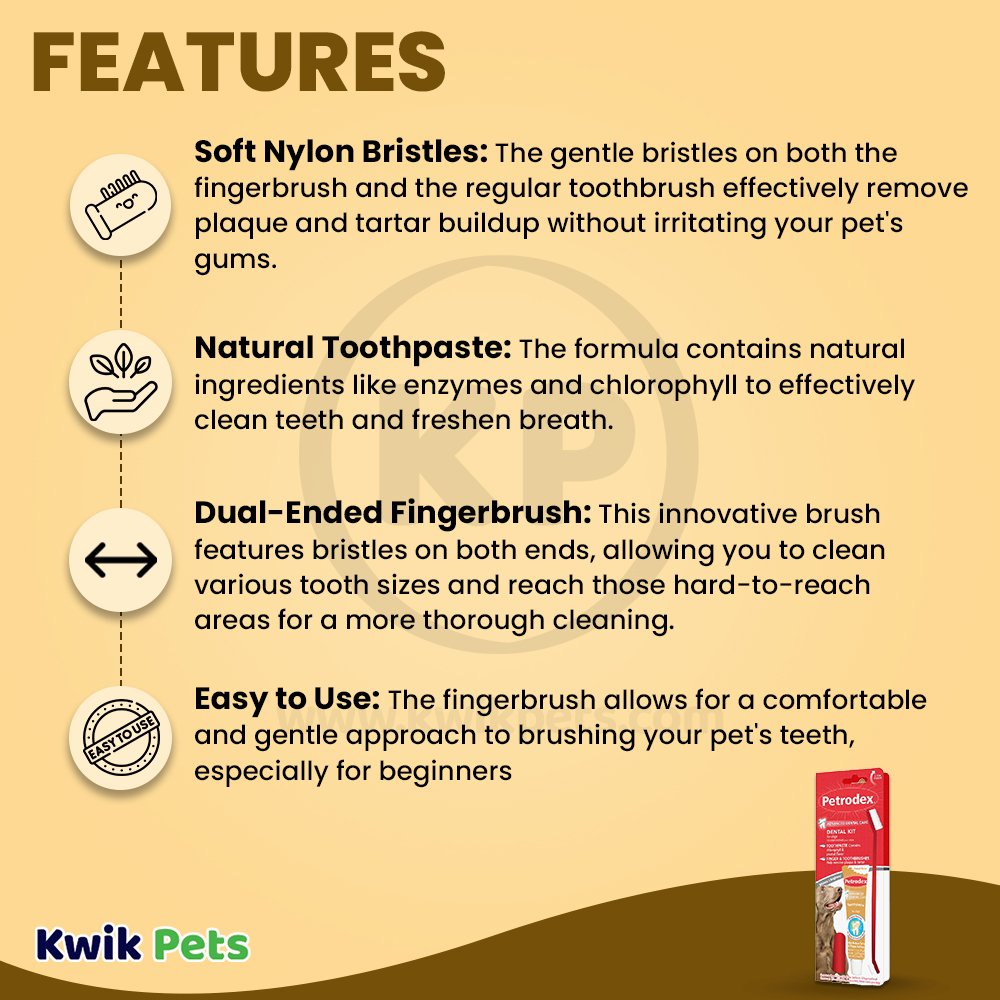 Features of Sentry Petrodex Natural Dental Care Kit for Dogs Peanut Butter Flavor 2.5-oz