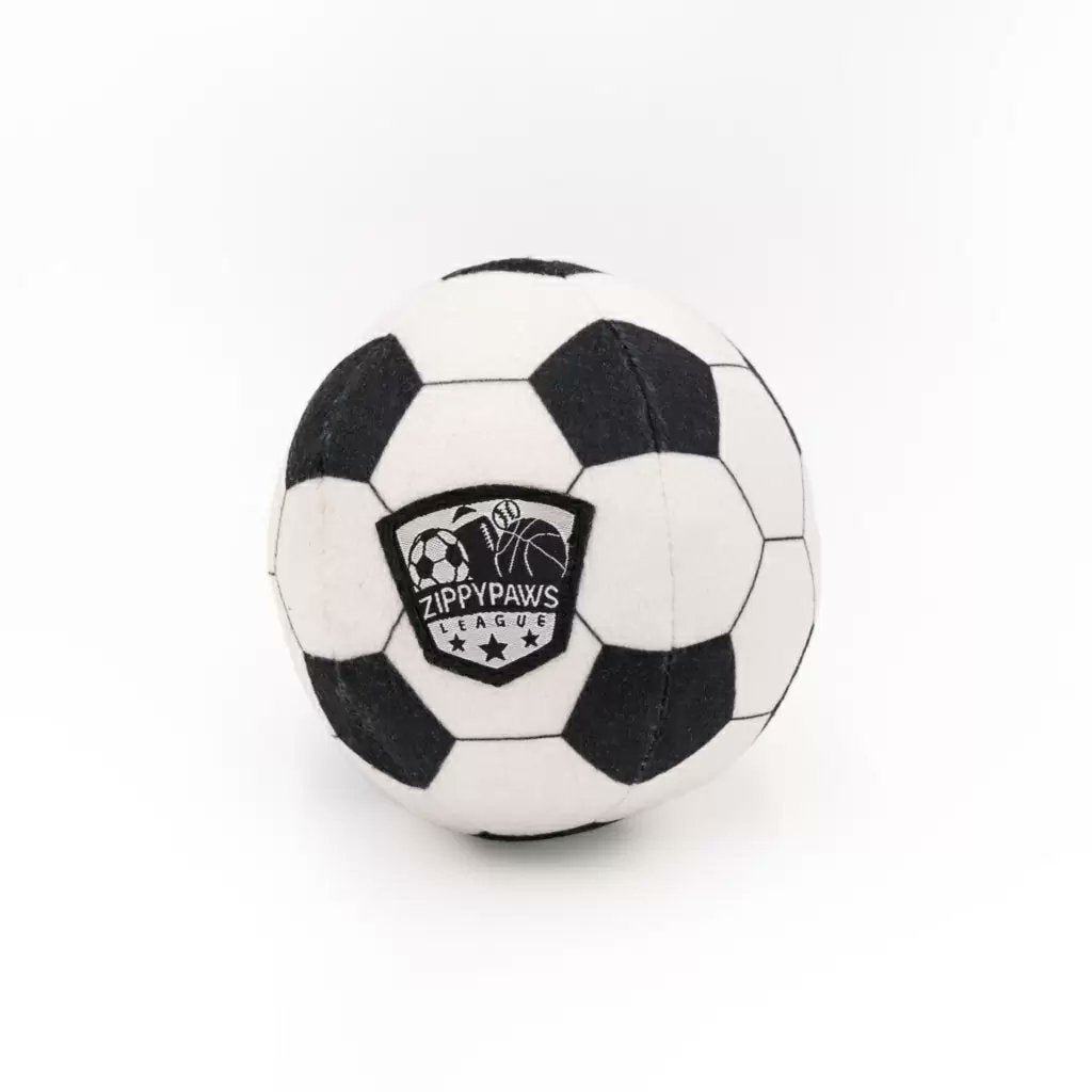 ZippyPaws SportsBallz Soccer Squeaky Dog Toy White Medium/Large
