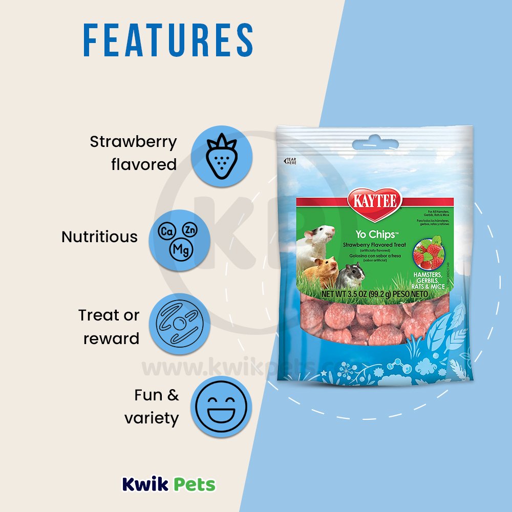 Kaytee Yo Chips for Small Animals - Strawberry 3.5-oz, Kaytee
