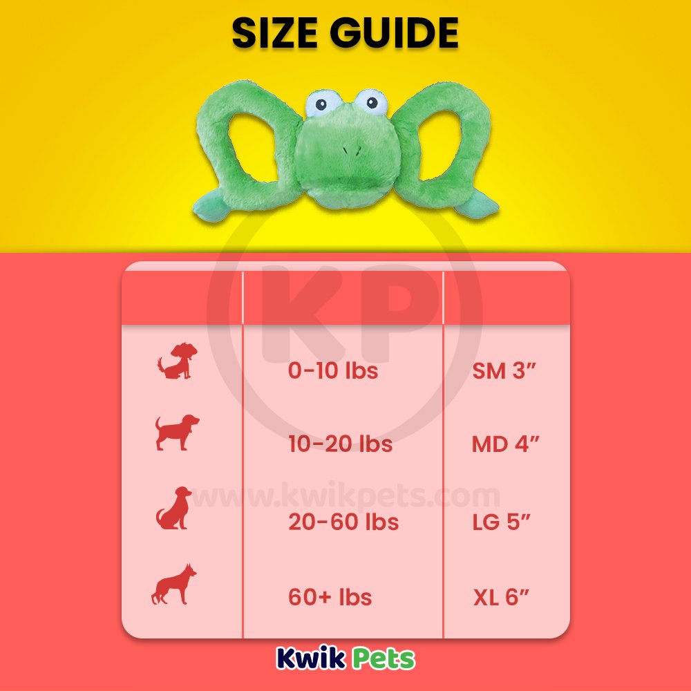 Jolly Pet Tug-a-Mals Frog Dog Toy Green Small 3-in, Kwik Pets