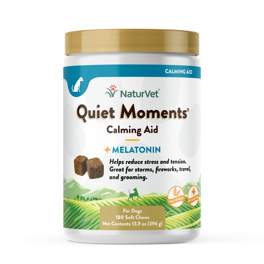 NaturVet Quiet Moments Calming Aid Plus Melatonin Soft Chews for Dogs 180 Count 13.9-oz