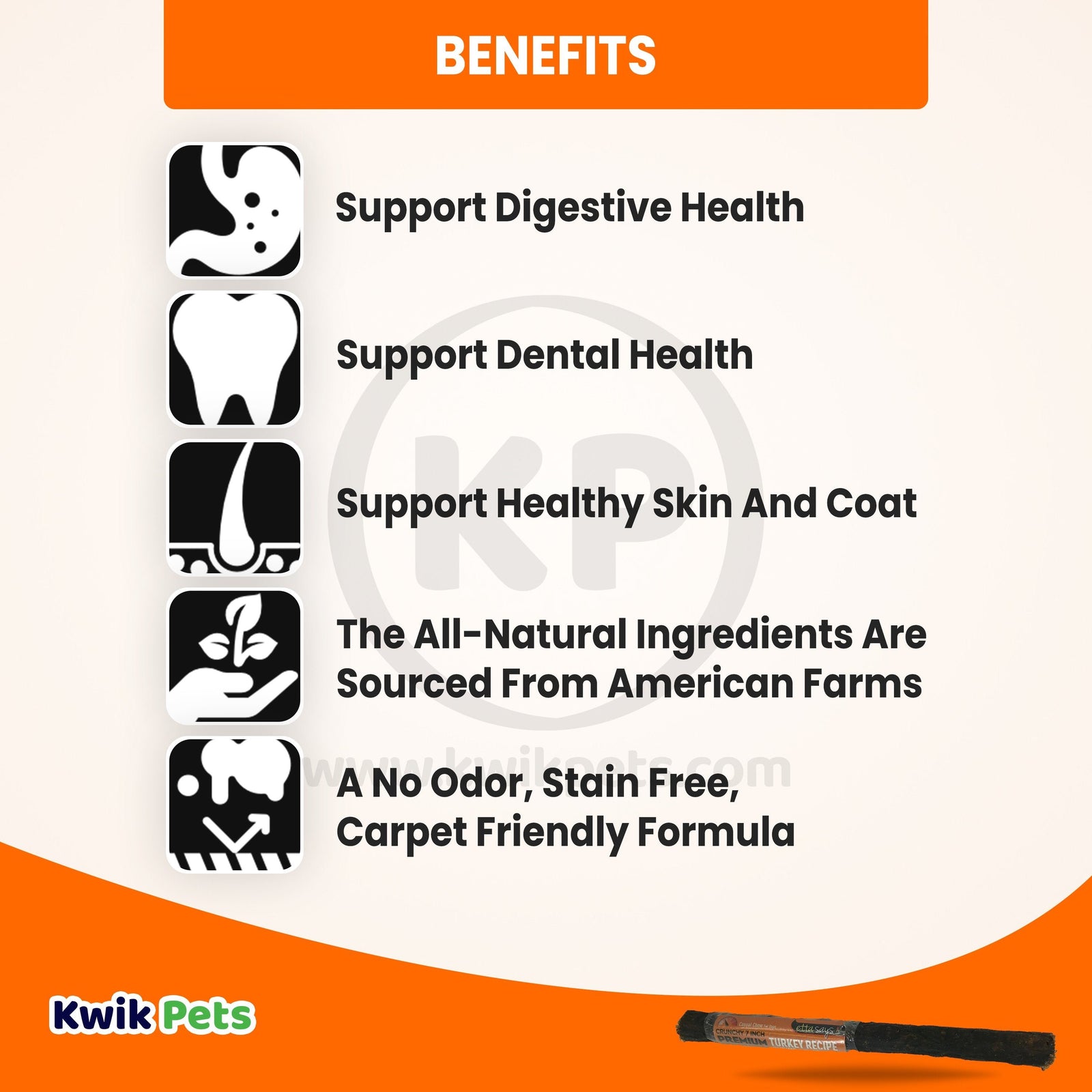 Benefits of Etta Says! Premium Crunchy Turkey Chews Dog Treat 7-in