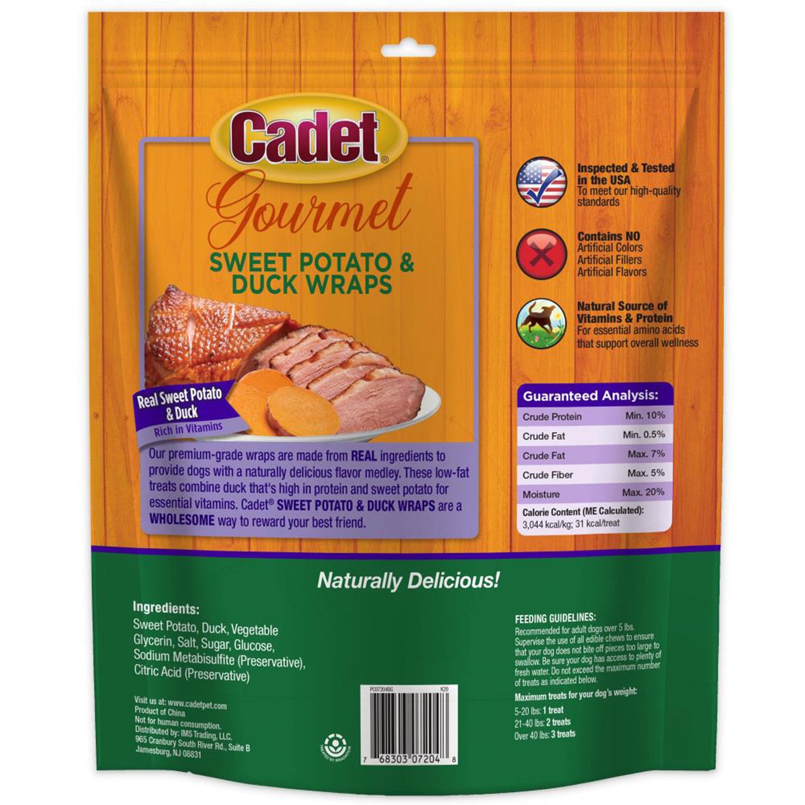 Cadet Gourmet Sweet Potato & Duck Wrapped Dog Treats 28-oz, Kwik Pets