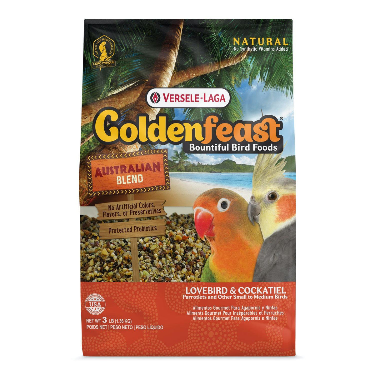 Versele-Laga Goldenfeast Australian Blend Bird Food Lovebird, Cockatiel & Parrotlet 3-lb