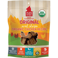 Plato Original Real Strips Organic Chicken Dog Treats 18-oz
