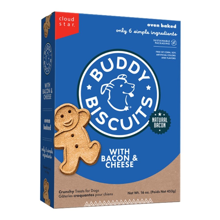 Cloud Star Buddy Biscuits Crunchy Dog Treats with Bacon & Cheese 16-oz, Kwik Pets