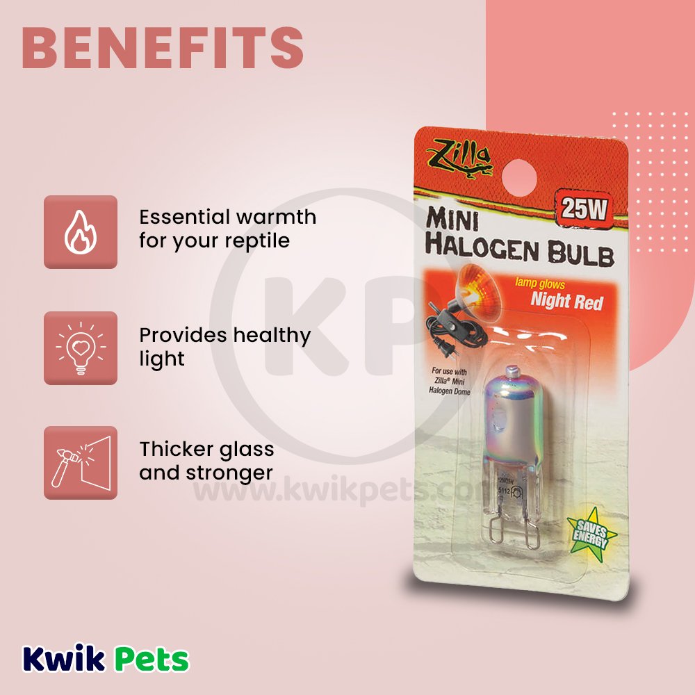 Zilla Mini Halogen Bulbs Night Red 25 W, Zilla