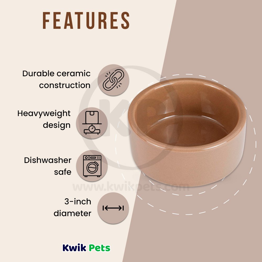 Features of Kaytee Stoneware Pet Bowl 5-in