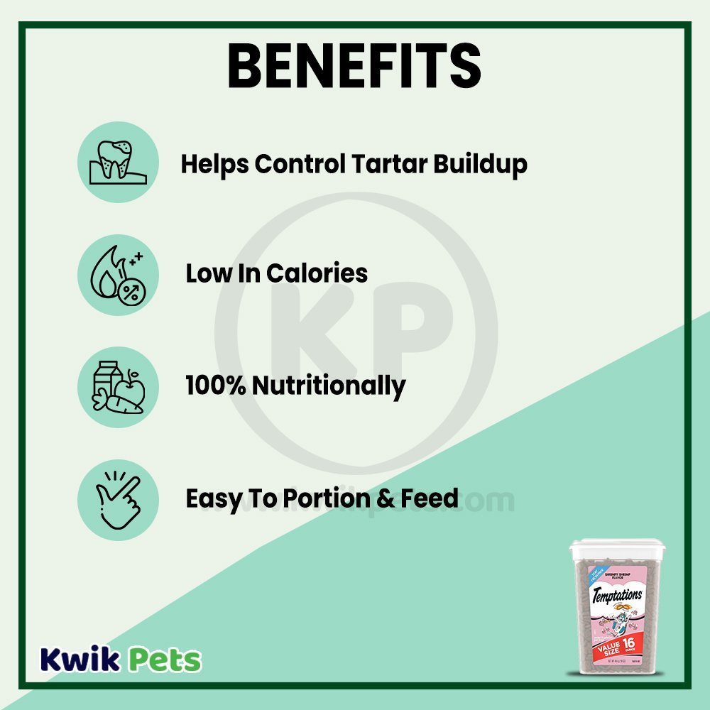 Benefits - Temptations Classics Crunchy & Soft Adult Cat Treats Shrimpy Shrimp, 16-oz