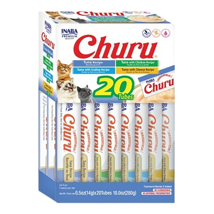 Inaba Churu Creamy Purée Tuna Variety Box Lickable Cat Treats 0.5-oz Tubes 20 Count