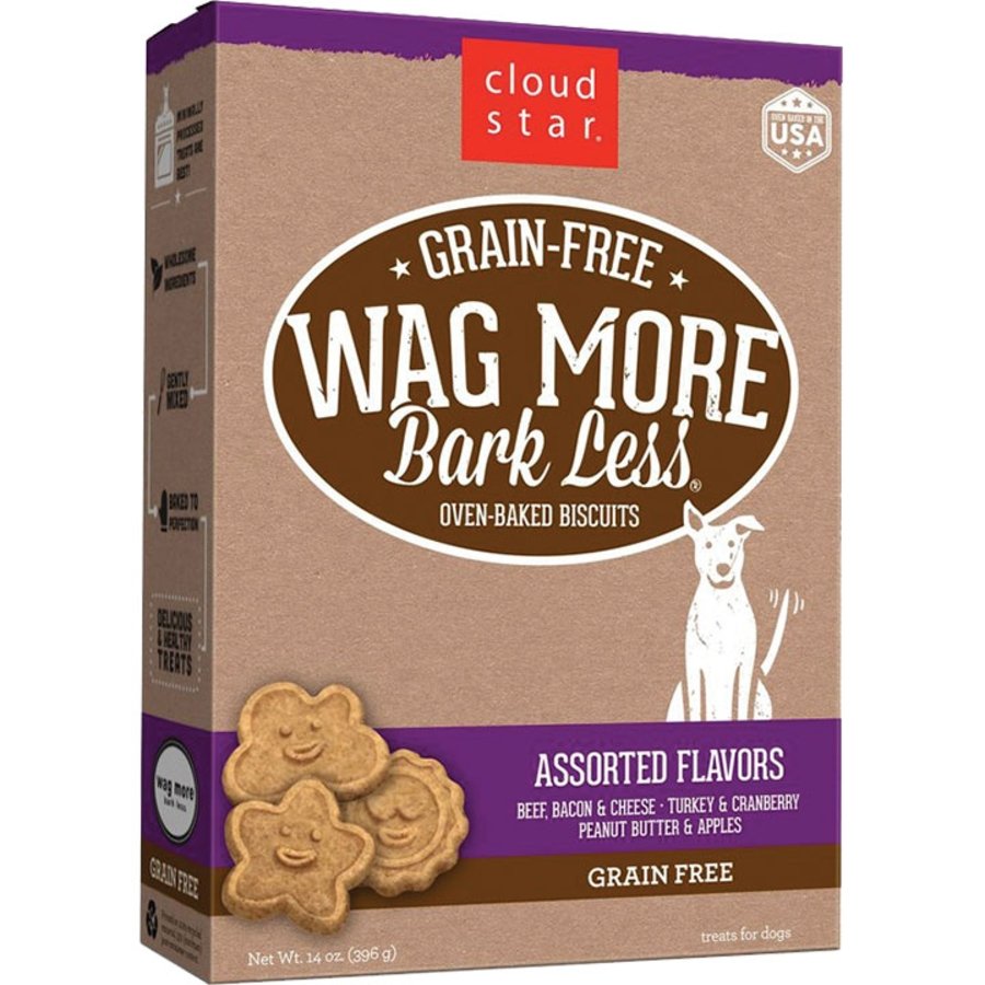 Cloud Star Wag More Bark Less Grain Free Biscuits Crunchy Dog Treats Assorted Flavors 14-oz, Kwik Pets