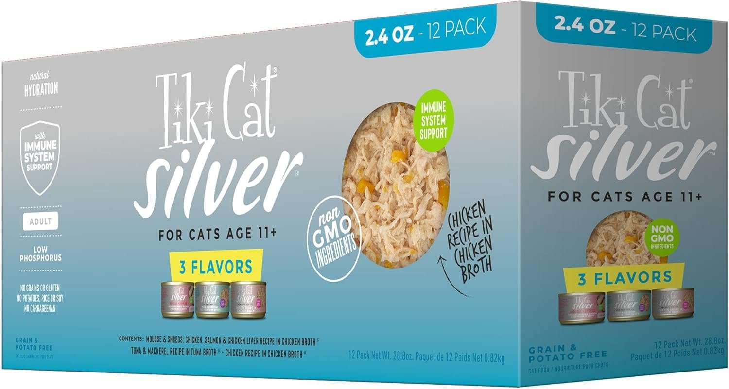 Tiki Pets Cat Silver Variety Pack Wet Cat Food 2.4-oz Cans 12 Count