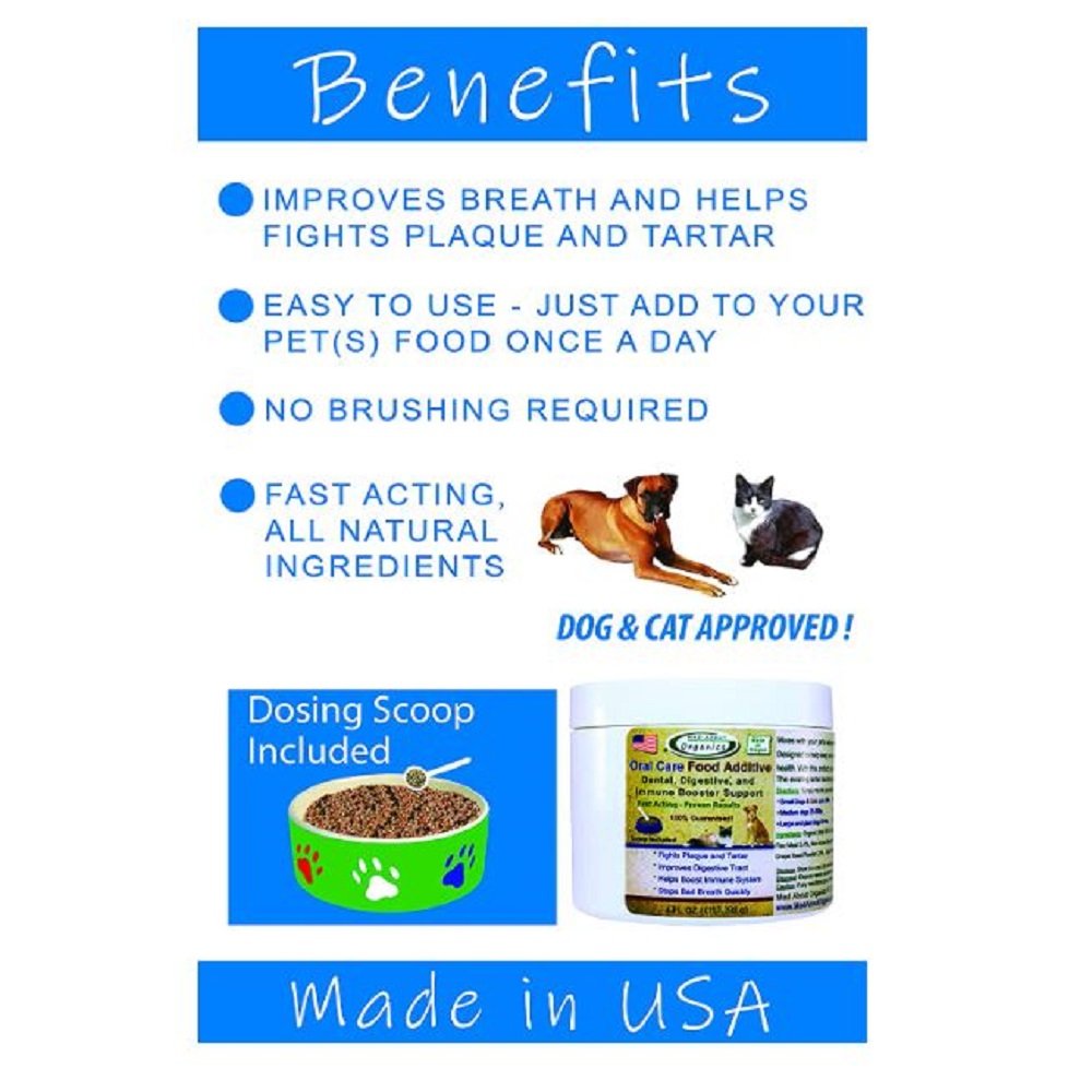 Benefits of Mad About Organics Oral Care Food Additive for Dogs & Cats 4-oz