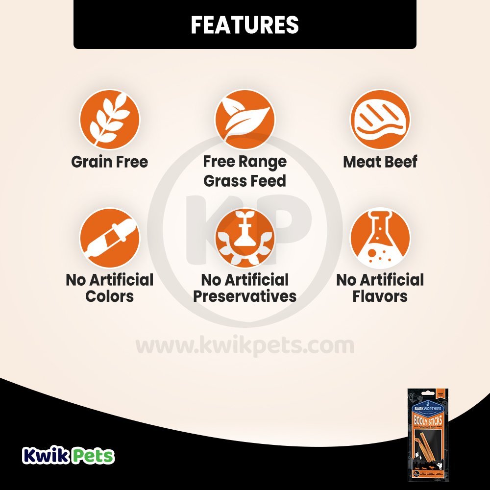 Features of Barkworthies BOOLY STICKS 4" 2pk