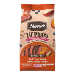Merrick Lil’ Plates Grain-Free Freeze-Dried Raw Small Breed Adult Dry Dog Food Real Texas Beef & Sweet Potato Recipe 4 lb
