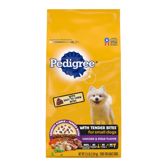 Pedigree Complete Nutrition Tender Bites Small Breed Adult Dry Dog Food Chicken & Steak 3.5 lb, Pedigree