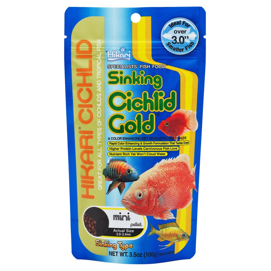 Hikari USA Cichlid Gold Sinking Mini Pellets Fish Food 3.5-oz, Kwik Pets