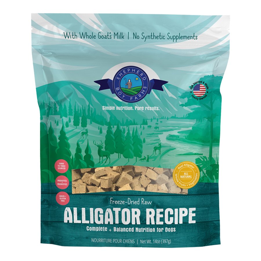 Shepherd Boy Farms Alligator Freeze Dried Raw Dog Food 14-oz, Kwik Pets