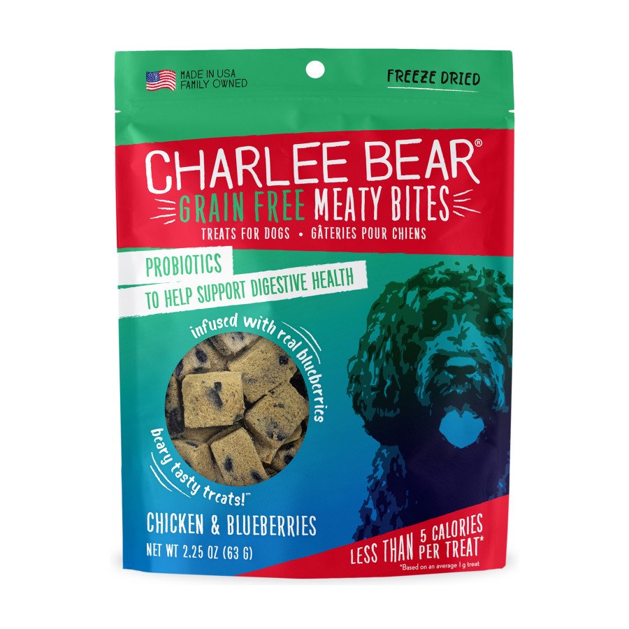 Charlee Bear Grain-Free Meaty Bites Chicken & Blueberries Freeze-Dried Dog Treats 2.25-oz, Kwik Pets