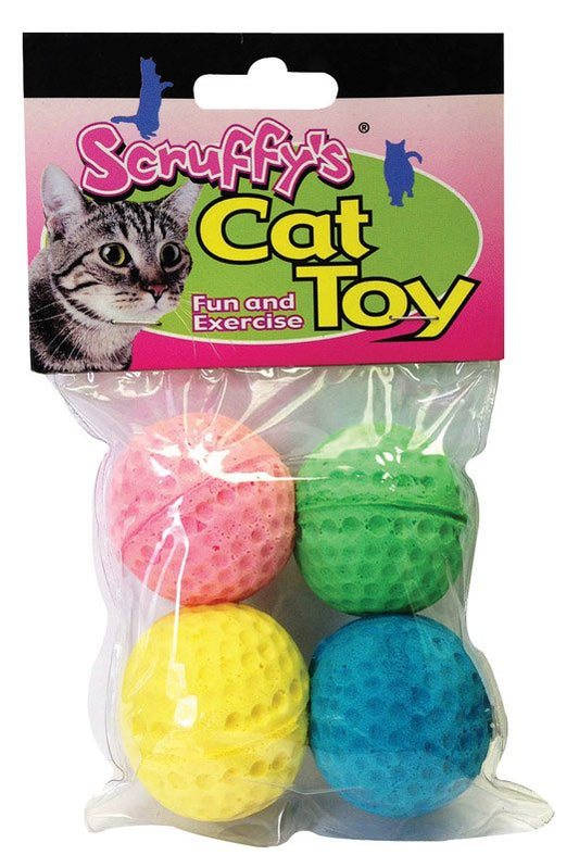 Scruffys Assorted Foam Sponge Balls Cat Toy Large 4 pk, Scruffys