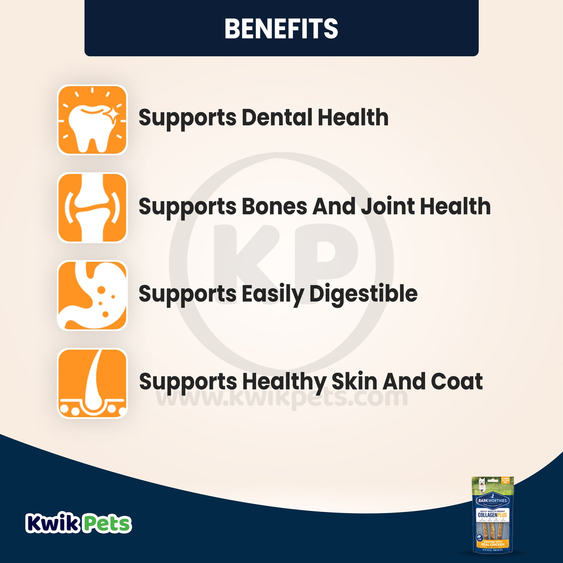 Benefits of Barkworthies Chicken Wrapped Collagen 6" 3 pk