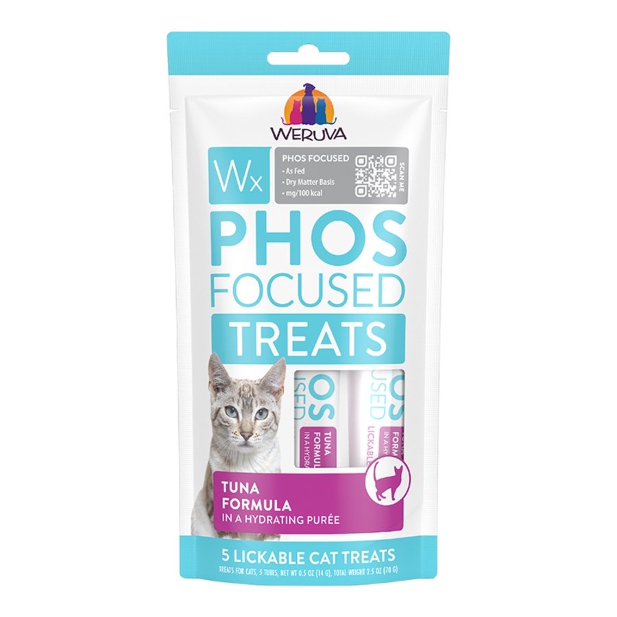 Weruva Wx Phos Focused Lickable Cat Treats Tuna Formula in Hydrating Purée 0.5-oz Tubes 2.4-oz Cans