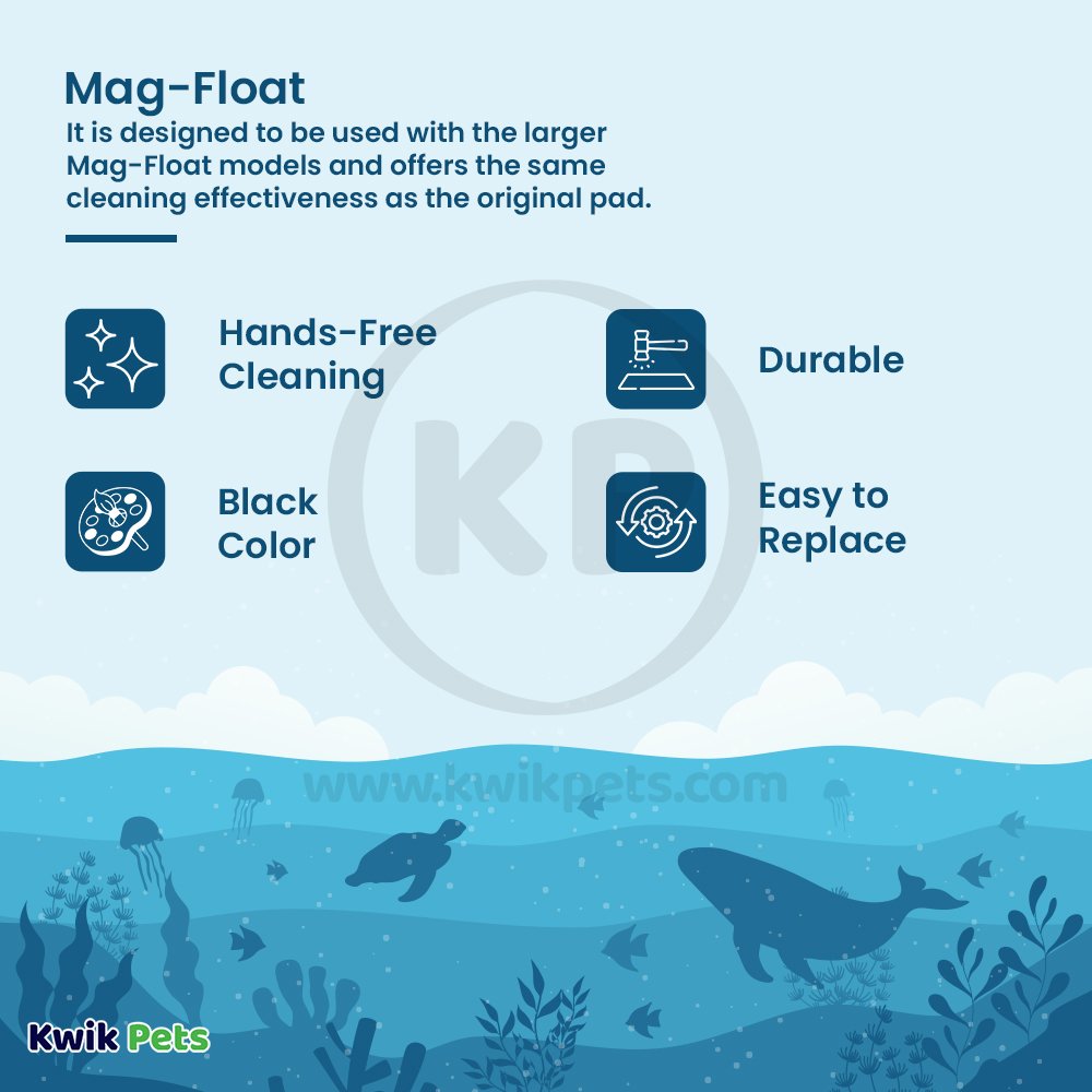 Mag-Float Replacement Pad/Felt Floating Magnet Cleaner for Acrylic Aquariums Black Large, Kwik Pets