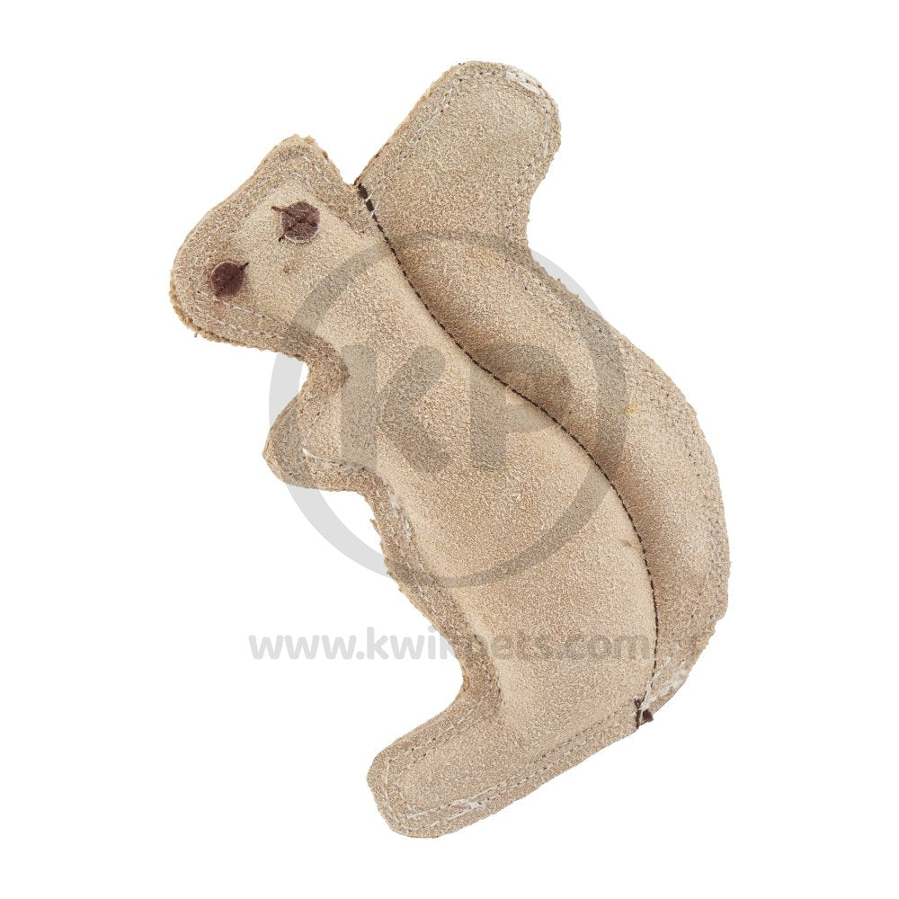 Dura-Fused Leather & Jute Dog Toy Squirrel Tan, SM, Ethical Pet