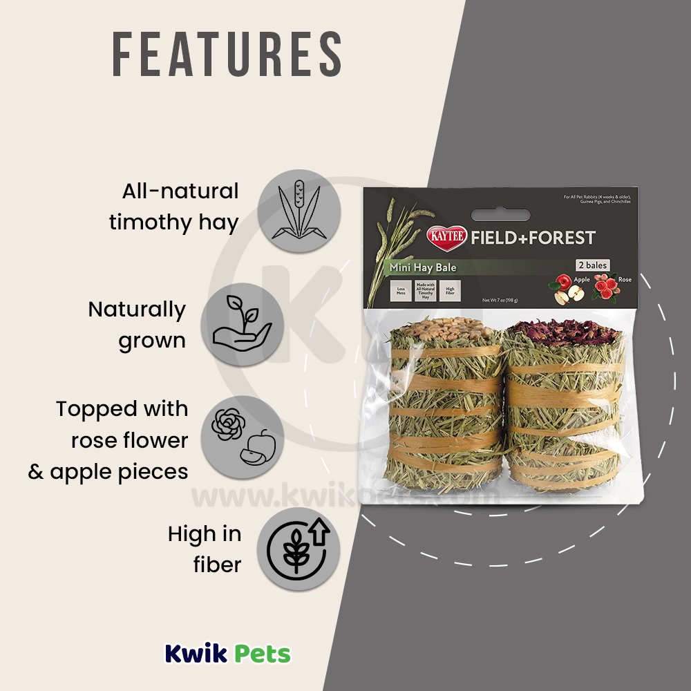 Field+Forest by Kaytee Mini Hay Bales Apple and Rose , 7-oz, Kaytee