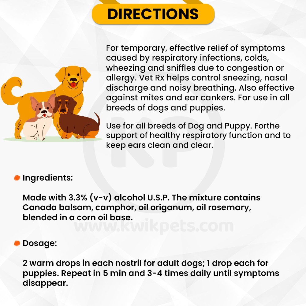 Directions of VetRx Dog & Puppy Aid 2-oz
